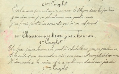 Extrait d'un cahier de chants de Champfrémont (53)