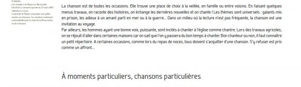 expositions:
Chanter, jouer, danser... Traditions musicales en Normandie (XVIIIème - XXème siècles):
chanter jouer danser p13 occasions de chanter