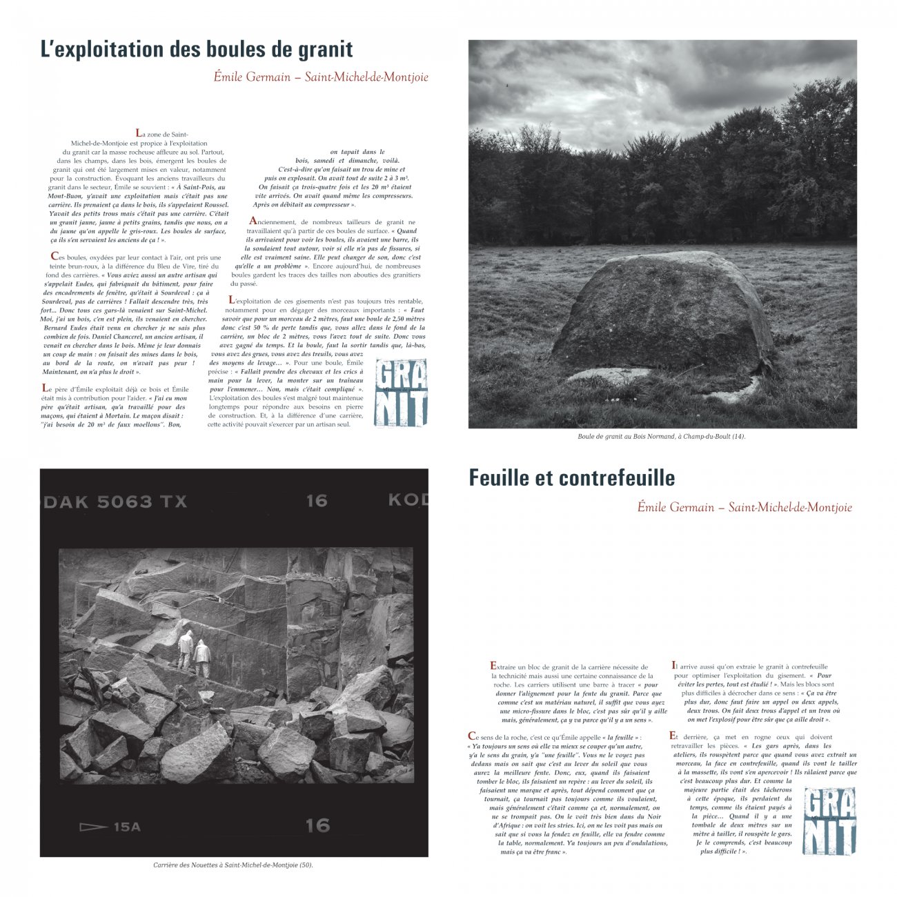 L'exploitation des boules de granit - Feuille et contrefeuille